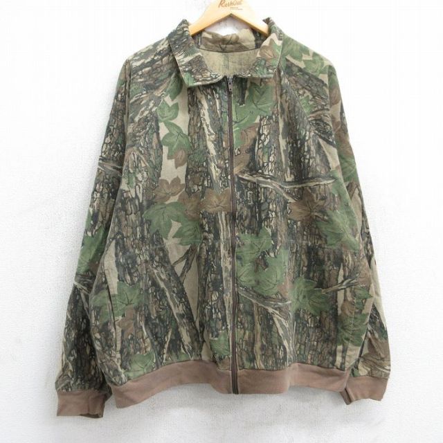 XL★古着 長袖 ハンティング ジャケット メンズ 90年代 90s ラグラン 大きいサイズ コットン ベージュ他 迷彩 25nov15