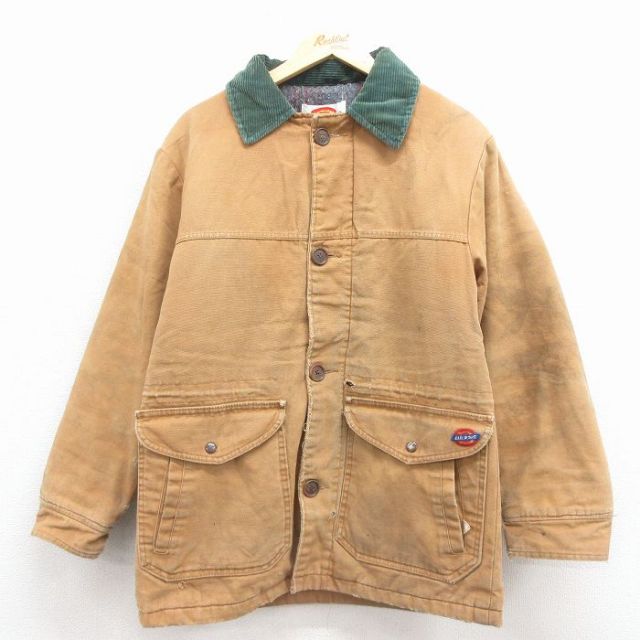 L★古着 ディッキーズ 長袖 カバーオール メンズ 80年代 80s ダック地 USA製 茶 内側ブランケット【spe】 25nov18