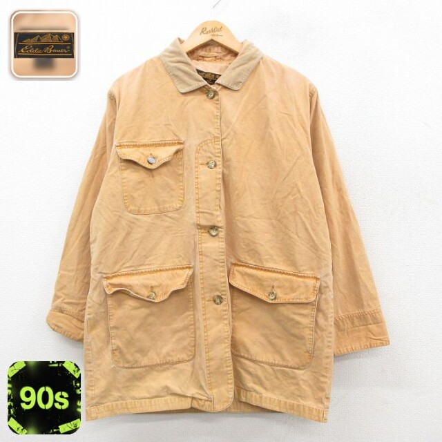 【50%OFF】エディーバウアー 90s カバーオール 襟コーデュロイ ベージュ XL | 古着