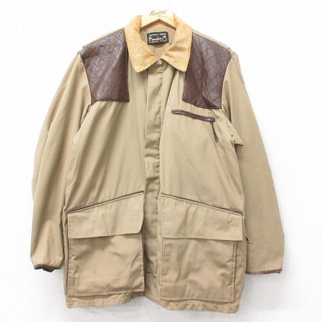 【50%OFF】ハンティングジャケット 70s 襟コーデュロイ ベージュ L | 古着