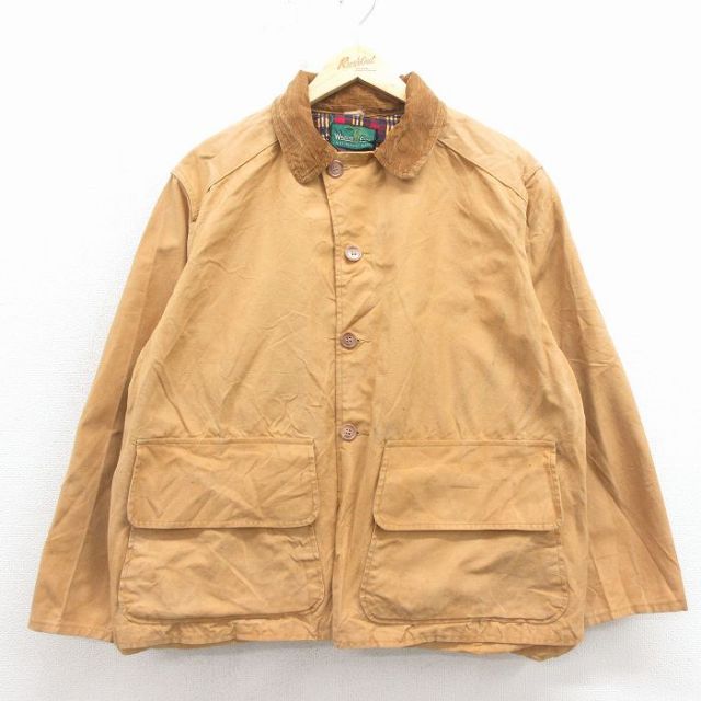 XL★古着 モンゴメリーワード 長袖 ハンティング ジャケット メンズ 80年代 80s ダック地 襟コーデュロイ 茶 26jan17
