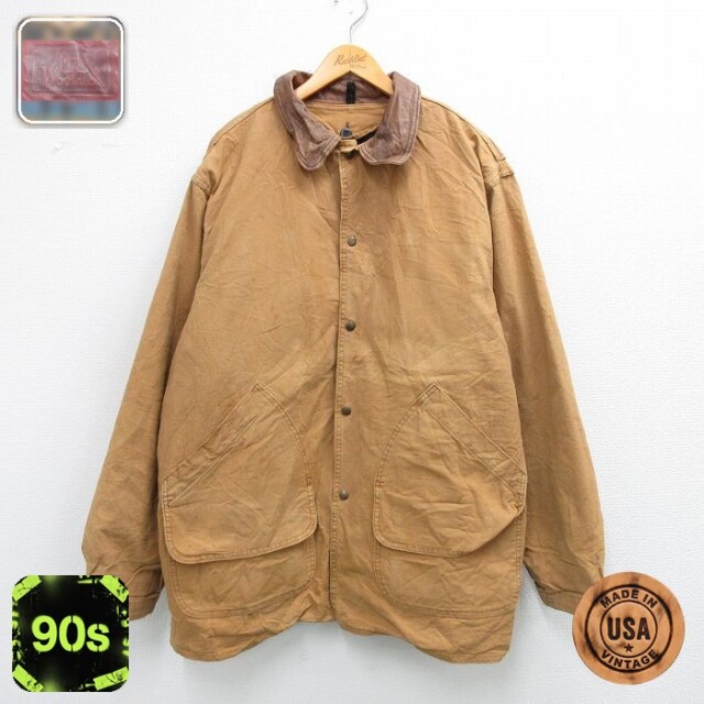 【50%OFF】ウールリッチ 90s ハンティングジャケット 襟レザー ベージュ XL | 古着