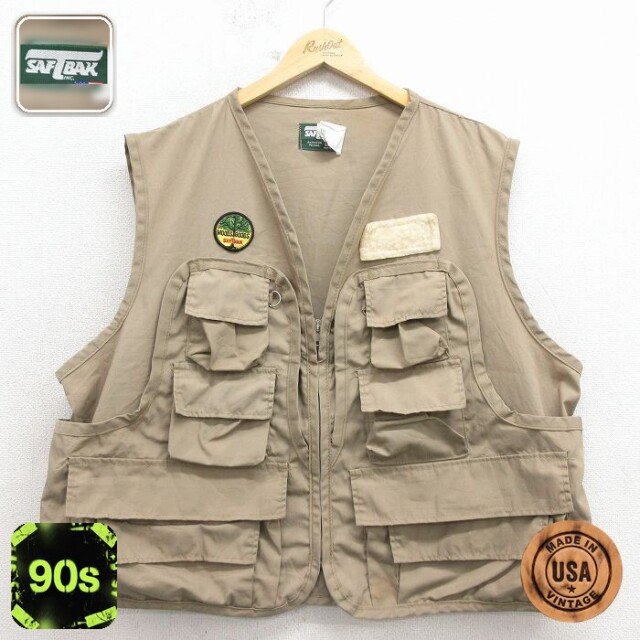 【20%OFF】SAFTBAK 90s ハンティングベスト ベージュ メンズXL相当 | 古着
