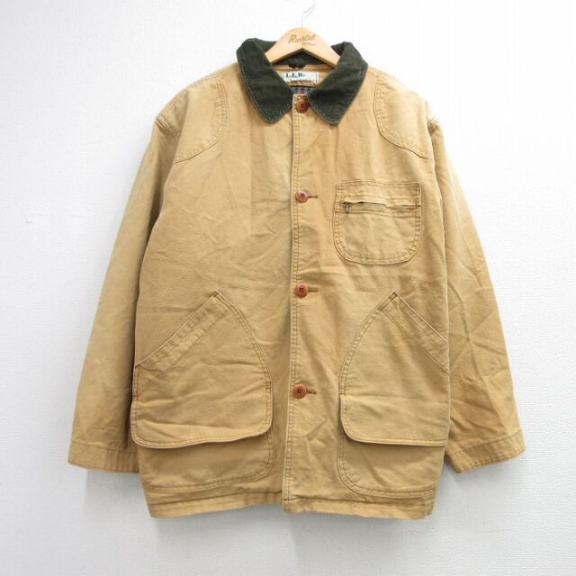 エルエルビーン 90s ハンティングジャケット 襟コーデュロイ ベージュ メンズXL相当 | 古着