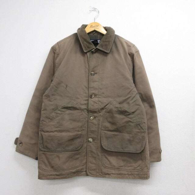 ランズエンド 00s 長袖カバーオール チェック ブラウン メンズXL相当 | 古着