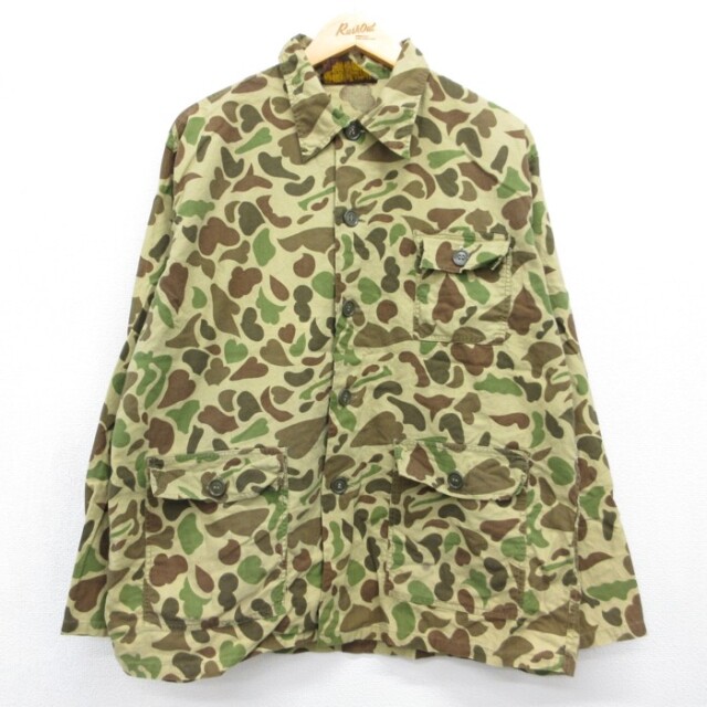 CALIBER 長袖 90s ハンティング ジャケット ダックハンターカモ フラップポケット コットン カーキ 迷彩 メンズXL相当 | 古着