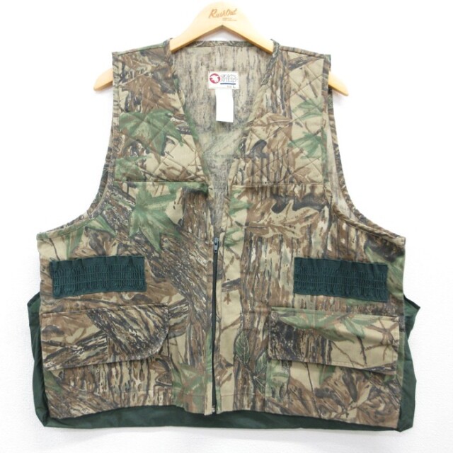 Sports Afield 90s ベスト RealTree ハンティング Vネック ブラウン 迷彩 メンズXL相当 | 古着