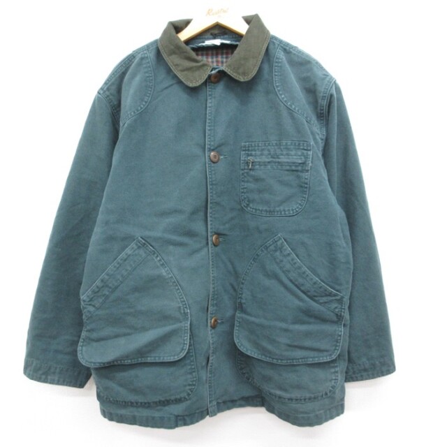 XL★古着 L.L.Bean エルエルビーン 長袖 カバーオール メンズ 80年代 80s ハンティング ジャケット コットン USA製 グリーン【spe】 26sep10