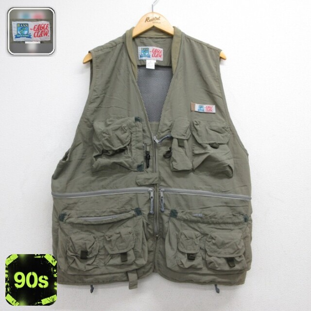 EAGLE CLAW 90s フィッシングベスト メッシュ カーキ メンズXL相当 | 古着