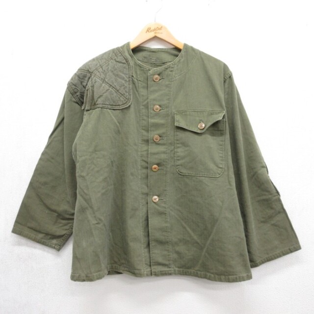 ミリタリー 40s シューティングジャケット ヘリンボーン カーキ メンズL相当 | 古着