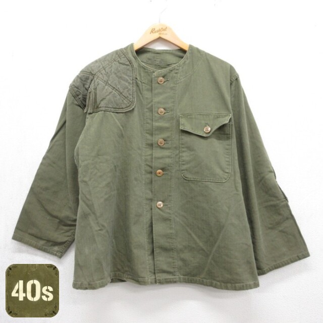 ミリタリー 40s シューティングジャケット ヘリンボーン カーキ メンズL相当 | 古着
