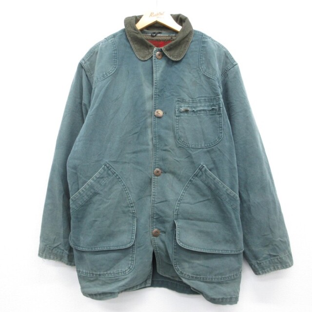 XL★古着 L.L.Bean エルエルビーン 長袖 カバーオール メンズ 90年代 90s ハンティング 大きいサイズ ダック地 ロング丈 ウール コットン USA製 グリーン【spe】 26sep24