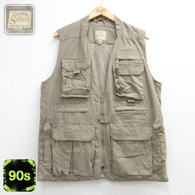 Cabelas 90s ベスト サファリ コットン ブラウン 内側メッシュ メンズL相当 | 古着