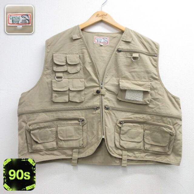 CRYSTAL RIVER 90s フィッシングベスト ベージュ メンズXL相当 | 古着