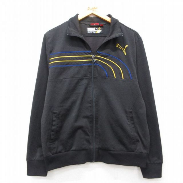 L★古着 プーマ puma 長袖 ジャージ メンズワンポイントロゴ 黒 ブラック 25mar03 中古 メンズ アウター トラックジャケット