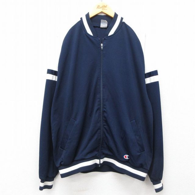 L★古着 チャンピオン champion 長袖 ジャージ メンズ 90年代 90s ワンポイントロゴ 紺他 ネイビー 25mar19 中古 アウター トラックジャケット