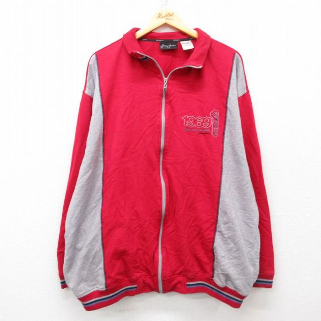 XL★古着 ショーンジョン 長袖 ジャージ メンズ 大きいサイズ コットン 赤他 レッド 25mar19 中古 アウター トラックジャケット