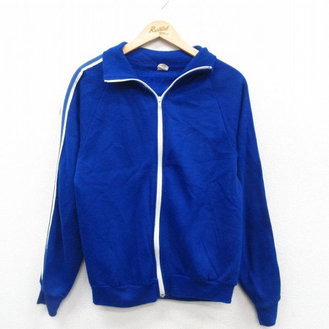 S★古着 長袖 ジャージ メンズ 80年代 80s ラグラン USA製 青 25dec23