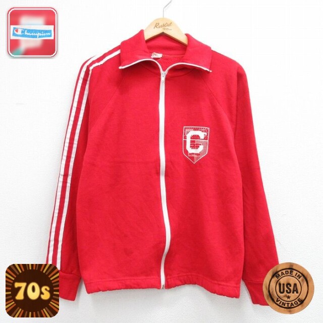 【20%OFF】チャンピオン 70s ラグランジャージ C レッド メンズM相当 | 古着