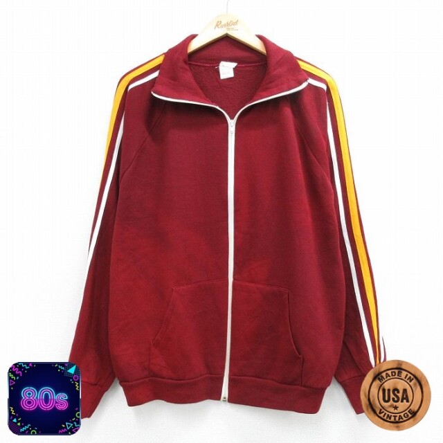 【20%OFF】ラグラン 80s 長袖ジャージ バーガンディ メンズXL相当 | 古着