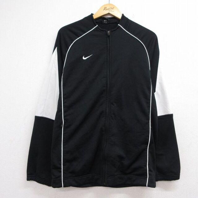 M★古着 ナイキ NIKE 長袖 ジャージ メンズ ワンポイントロゴ ブラック 26jul21