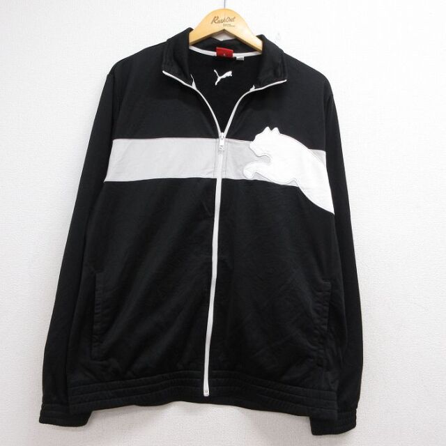 L★古着 プーマ puma 長袖 ジャージ メンズ ビッグロゴ ブラック 26jul21