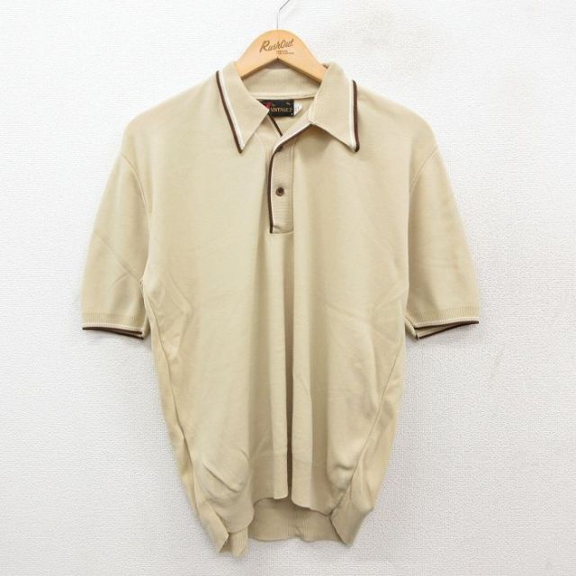 80s 半袖セーター 襟付き ベージュ L | 古着