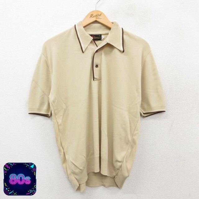 【50%OFF】80s 半袖セーター 襟付き ベージュ L | 古着