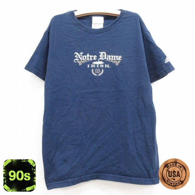 【50%OFF】アディダス 90s 半袖Tシャツ ノートルダムアイリッシュ ネイビー キッズ | 古着