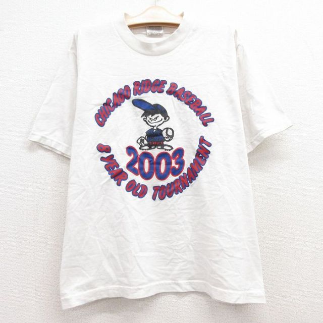 古着 フルーツオブザルーム 半袖 ビンテージ Tシャツ キッズ ボーイズ 子供服 00年代 00s シカゴ ベースボール クルーネック 白 ホワイト 24feb20