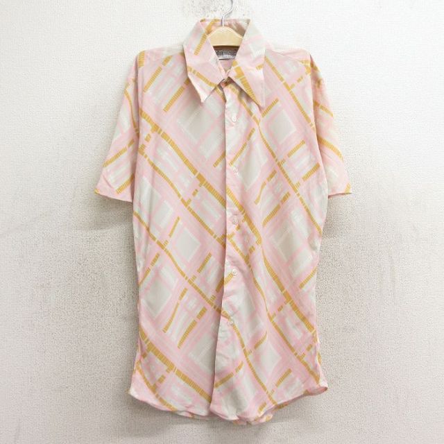 古着 Kマート 半袖 シャツ キッズ ボーイズ 子供服 70年代 70s 総柄 ピンク他 24apr13