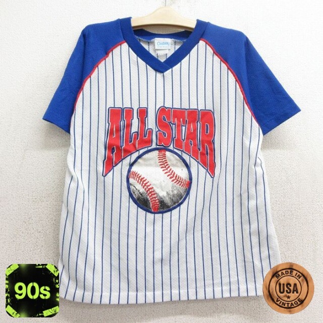 【50%OFF】オールスター 90s 半袖シャツ ベースボール ホワイトストライプ キッズ | 古着