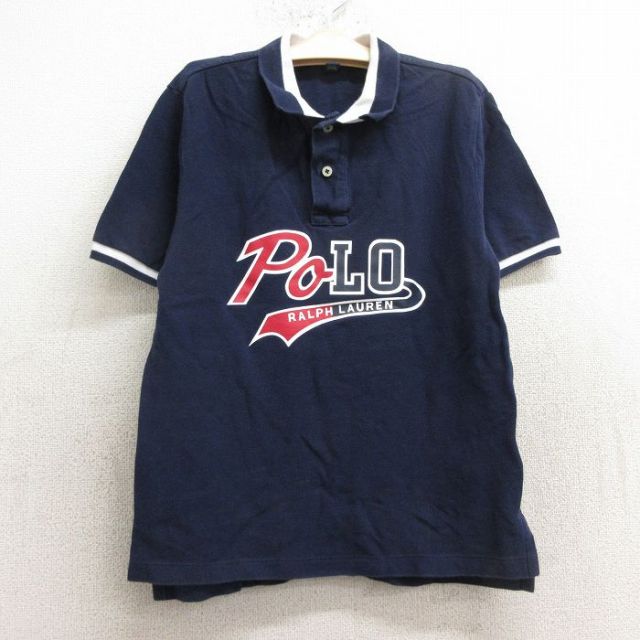 古着 ラルフローレン Ralph Lauren 半袖 ブランド ポロ シャツ キッズ ボーイズ 子供服 ビッグロゴ コットン 鹿の子 紺他 ネイビー 24may27