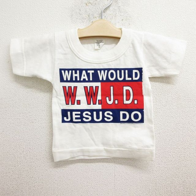 古着 半袖 ビンテージ Tシャツ キッズ ボーイズ 子供服 90年代 90s WWJD クルーネック USA製 白 ホワイト 24jun15