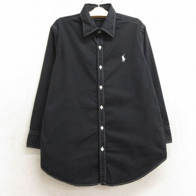 古着 ラルフローレン Ralph Lauren 長袖 ブランド シャツ キッズ ボーイズ 子供服 90年代 90s ワンポイントロゴ 黒 ブラック 24jul01