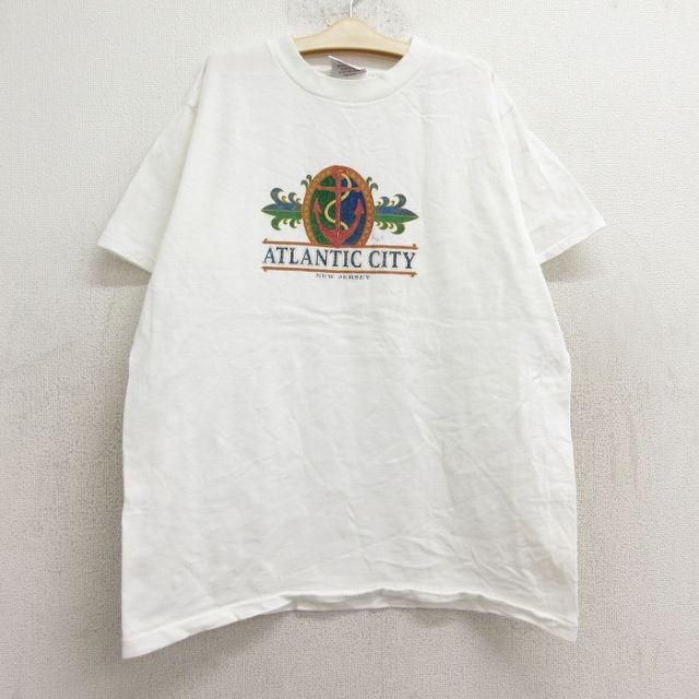 古着 半袖 ビンテージ Tシャツ キッズ ボーイズ 子供服 90年代 90s イカリ アトランティックシティ 大きいサイズ コットン USA製 白 ホワイト 24jul31