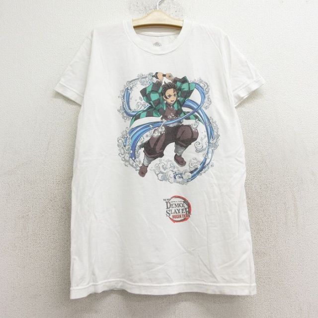 古着 半袖 Tシャツ キッズ ボーイズ 子供服 アニメ 鬼滅の刃 竈門炭次郎 コットン クルーネック 白 ホワイト 24jul31