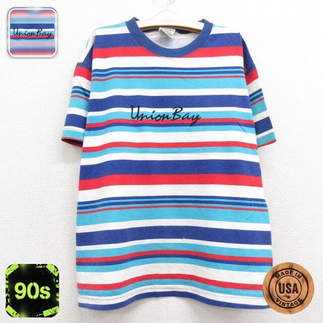 ユニオンベイ 90s 半袖Tシャツ ビッグロゴ刺繍 ブルー キッズ | 古着