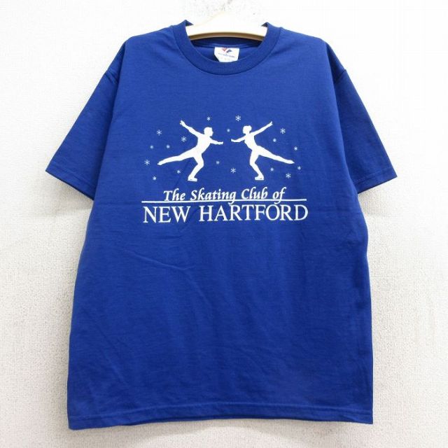 古着 ジャージーズ 半袖 ビンテージ Tシャツ キッズ ボーイズ 子供服 00年代 00s フィギアスケート クルーネック 青 ブルー 24aug19