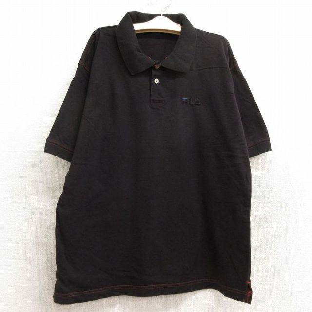 古着 フィラ FILA 半袖 ポロ シャツ キッズ ボーイズ 子供服 90年代 90s ワンポイントロゴ コットン USA製 黒 ブラック 24aug19