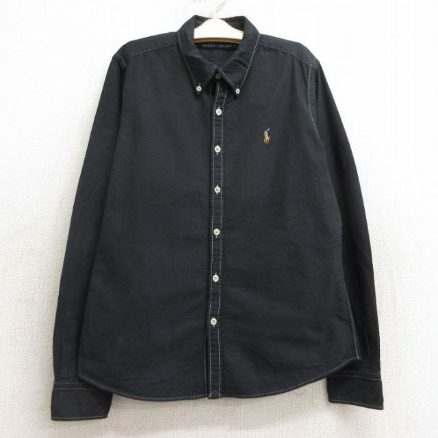 古着 ラルフローレン Ralph Lauren 長袖 ブランド シャツ キッズ ボーイズ 子供服 ワンポイントロゴ 黒 ブラック 24aug26