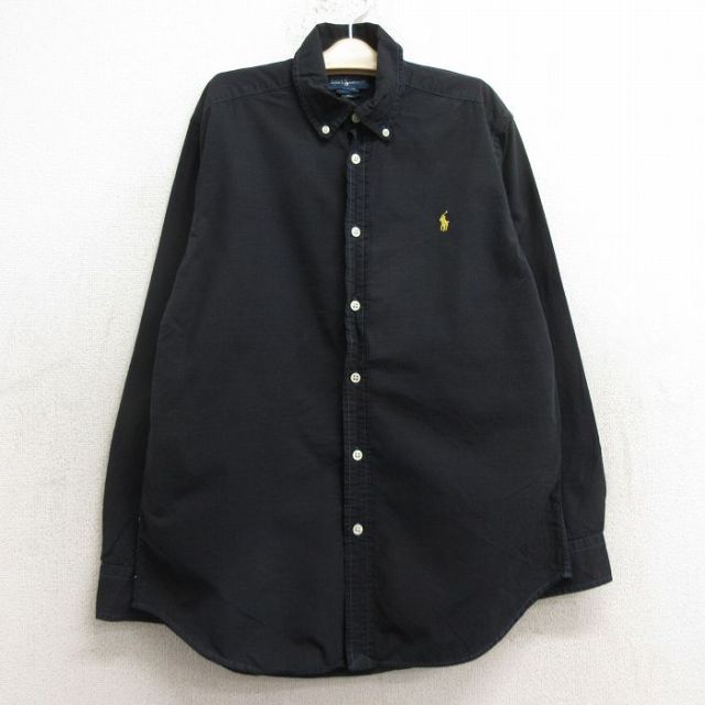 古着 ラルフローレン Ralph Lauren 長袖 ブランド シャツ キッズ ボーイズ 子供服 90年代 90s ワンポイントロゴ コットン ボタンダウン 黒 ブラック チェック 24aug31