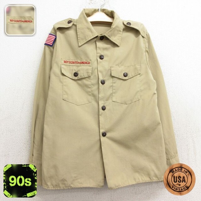 ボーイスカウト 90s 長袖シャツ ワッペン カーキ キッズ | 古着