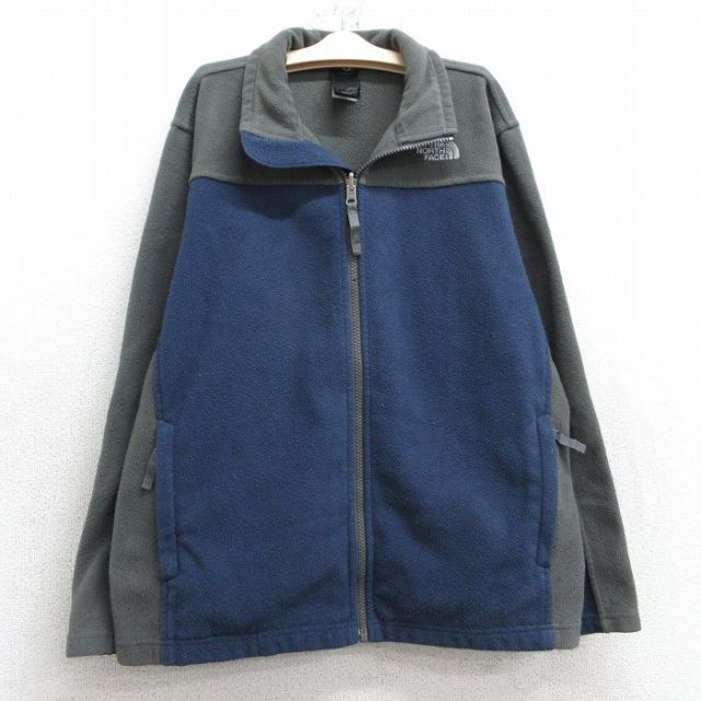 【50%OFF】古着 ノースフェイス THE NORTH FACE 長袖 フリース ジャケット キッズ ボーイズ 子供服 ワンポイントロゴ ツートンカラー 紺他 ネイビー 25jan27