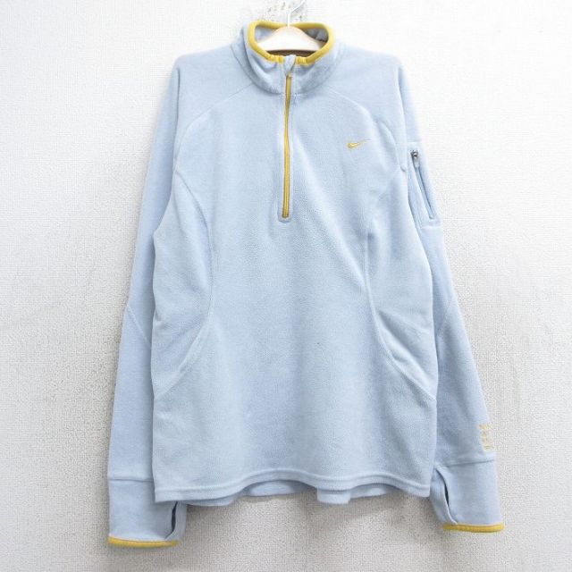 【50%OFF】古着 ナイキ NIKE 長袖 ハーフジップ フリース ジャケット キッズ ボーイズ 子供服 ワンポイントロゴ ラグラン 薄紺系 ネイビー 25jan27