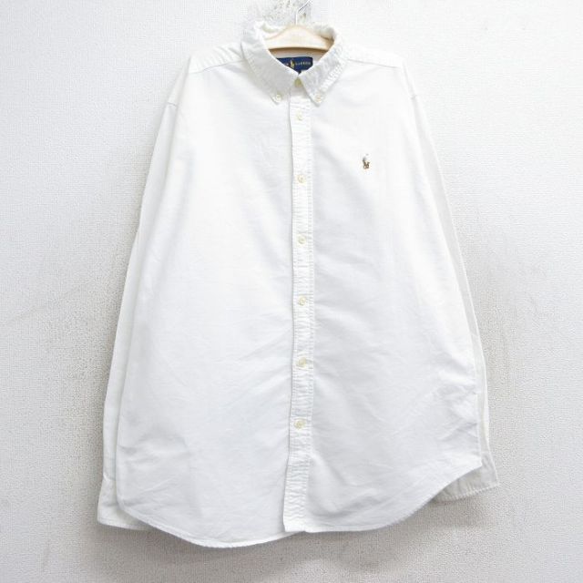 古着 ラルフローレン Ralph Lauren 長袖 ブランド シャツ キッズ ボーイズ 子供服 ワンポイントロゴ オックスフォード コットン ボタンダウン 白 ホワイト 25feb01
