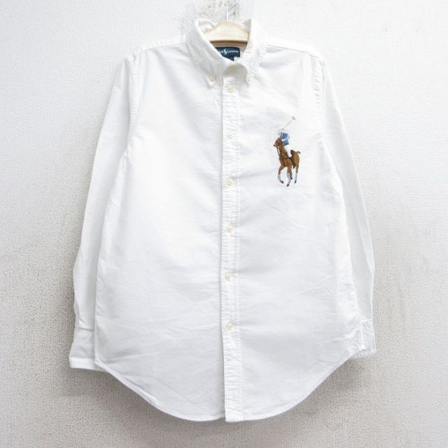 古着 ラルフローレン Ralph Lauren 長袖 ブランド シャツ キッズ ボーイズ 子供服 ビッグポニー オックスフォード コットン ボタンダウン 白 ホワイト 25feb01