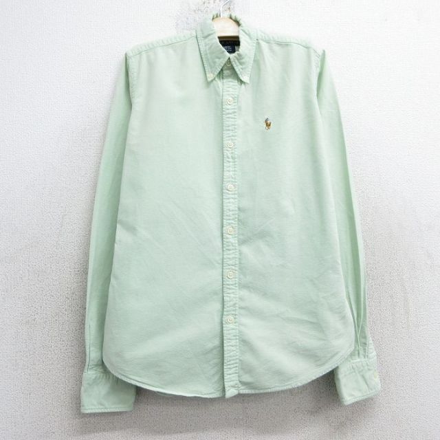【50%OFF】古着 ラルフローレン Ralph Lauren 長袖 ブランド シャツ キッズ ガールズ 子供服 90年代 90s ワンポイントロゴ オックスフォード コットン ボタンダウン 薄緑 グリーン 25feb06