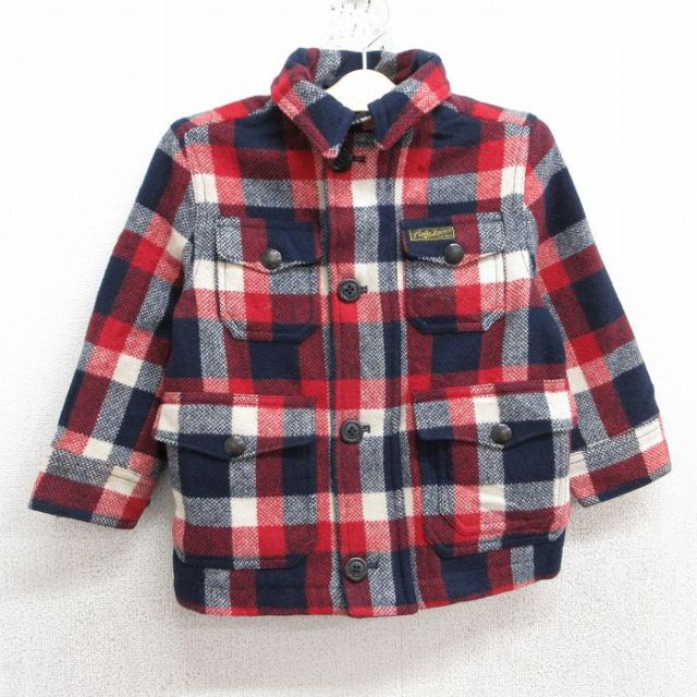 古着 ラルフローレン Ralph Lauren 長袖 ブランド ウール ジャケット キッズ ボーイズ 子供服 赤他 レッド チェック 内側キルティング 25feb06