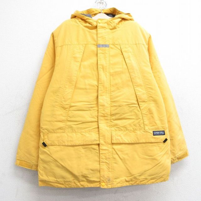 【50%OFF】古着 ランズエンド 長袖 ナイロン ジャケット パーカー キッズ ボーイズ 子供服 90年代 90s 黄 イエロー 内側フリース 25feb06